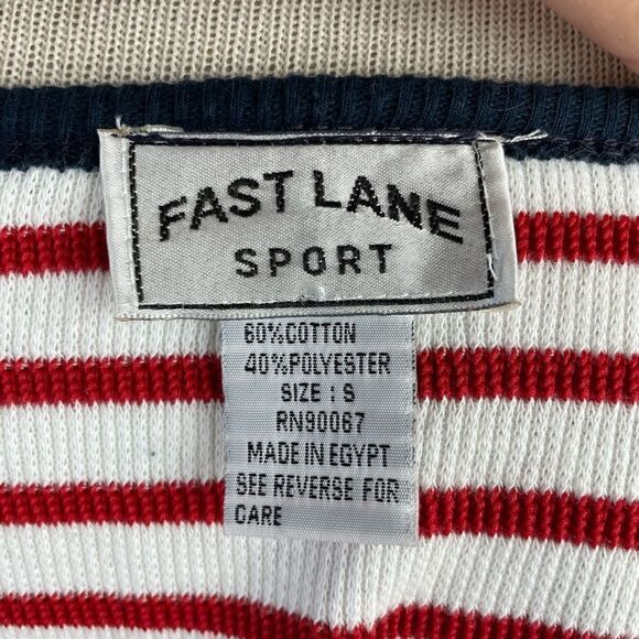 Fast Lane Sport Red Striped Short Sleeve Top Size S EUC - Picture 5 of 5